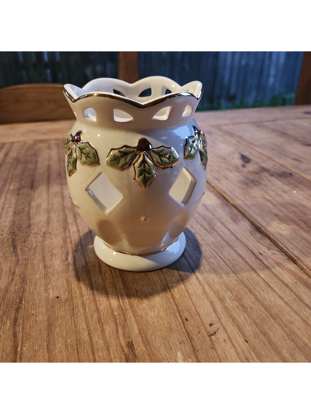 Noritake Holly & Berry Gold Votive RARE Porcelain New Candle Holder Christmas